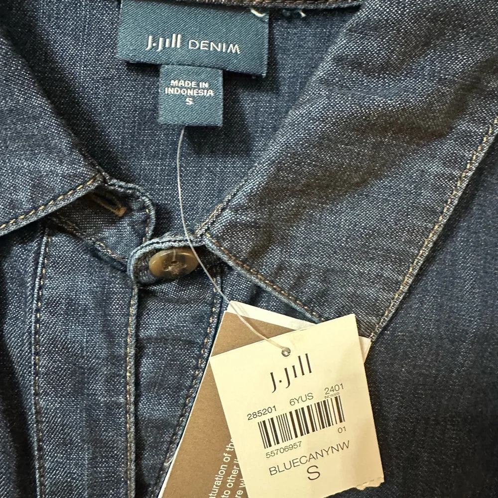 J. Jill Indigo Denim Shirt Dress with Self Tie - Picture 2 of 2